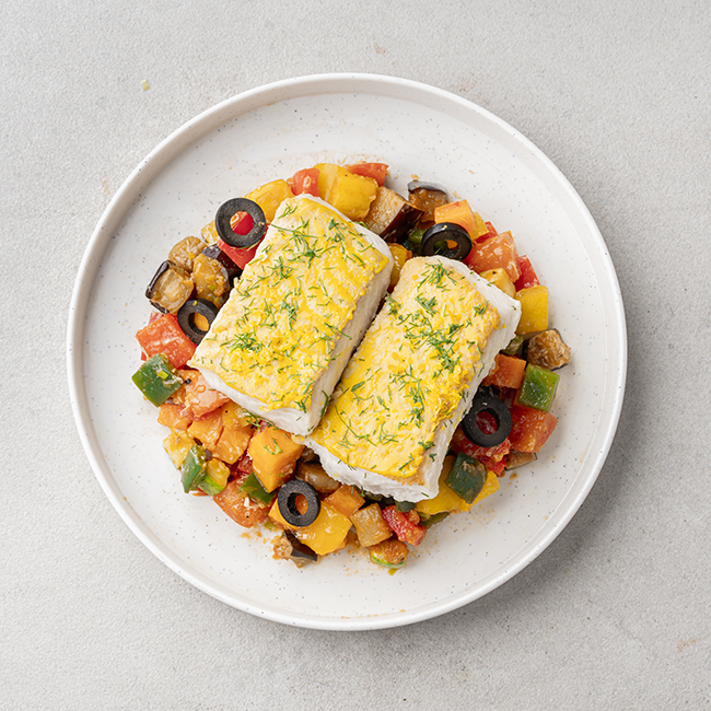 Dill Lemon Fish With Caponata Vegetables